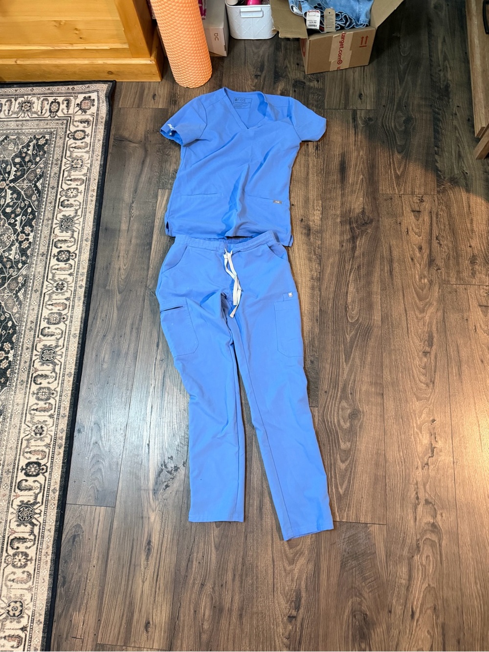 Figs Women's Scrub Set in Light Blue - Top & Jogger Pants